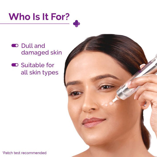 50000 PPM Vitamin C Microneedle Serum Shot with Glutathione, Panthenol & Hyaluronic Acid for Bright & Revitalized Skin - 10 g