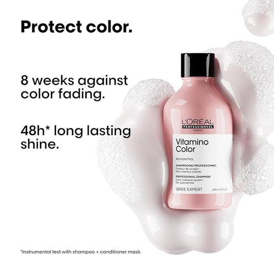 L'OREAL PROFESSIONNEL PARIS Vitamino Color Shampoo For Coloured Hair, 300Ml|Professional Color Protect Shampoo |Coloured Protection Shampoo With Uv Protection, 1 Count