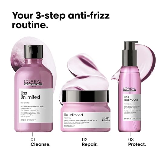 L'Oréal Professionnel Liss Unlimited Shampoo for Frizzy & Unruly Hair - 300ml | Intensive Smoothing Shampoo for Frizz-Control | Enriched with Pro-Keratin | Increases Softness & Shine