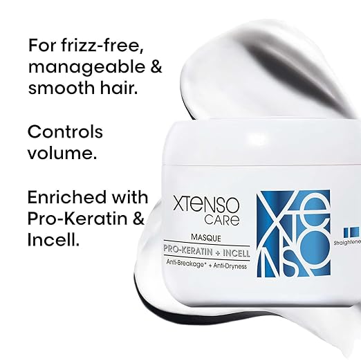 L'Oréal Professionnel Xtenso Care Mask for Frizz-Free, Smooth & Manageable Hair 196gms | Enriched with Pro Keratin & Incell | For Men & Women | Unruly, Unmanageable Hair