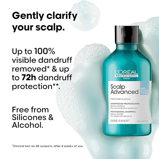 L’Oréal Professionnel Scalp Advanced Anti-Dandruff Dermo-Clarifier Shampoo 300ml | Removes Dandruff & Gently Clarifies the Scalp with Piroctone Olamine | For Men & Women