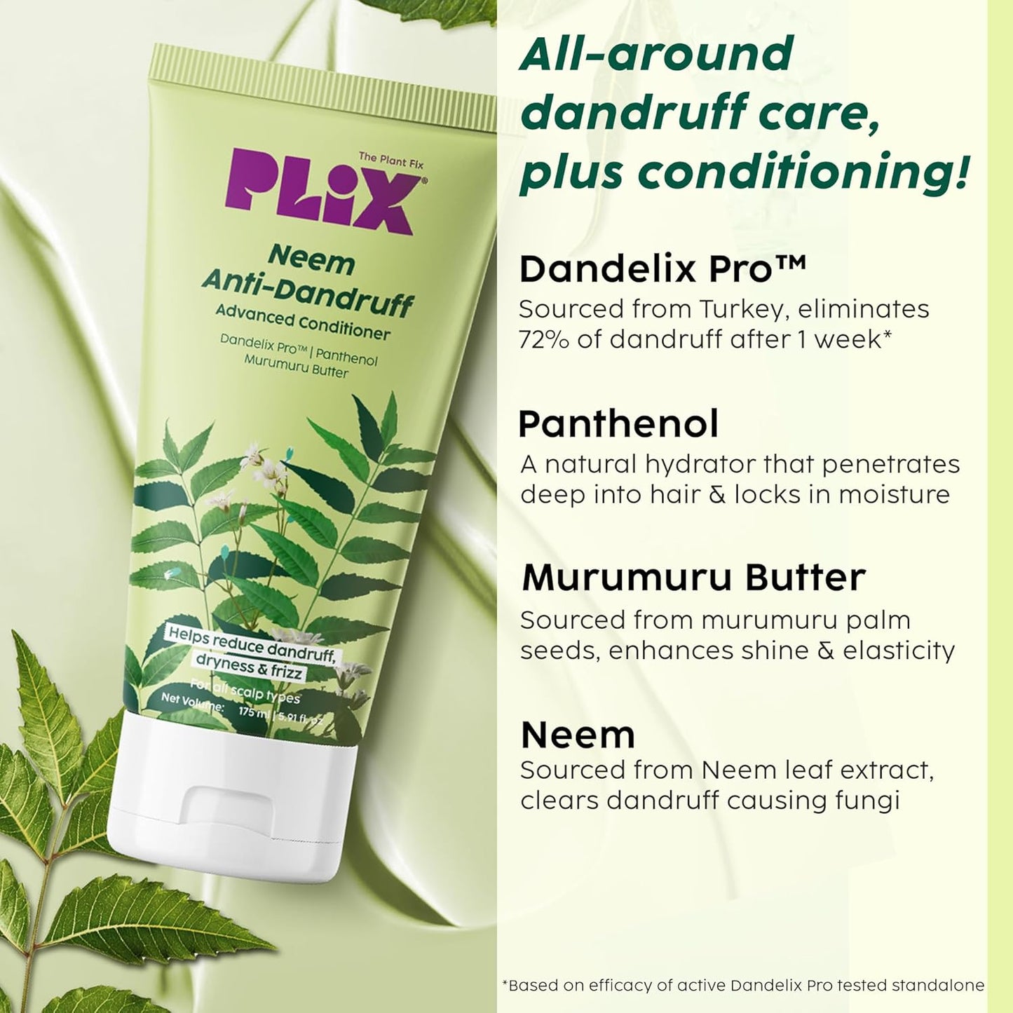 The Plant Fix Plix All Neem Anti-Dandruff Advanced Conditioner | With Dandelix Pro & Murumuru Butter | Paraben & Sulphate Free | Unisex