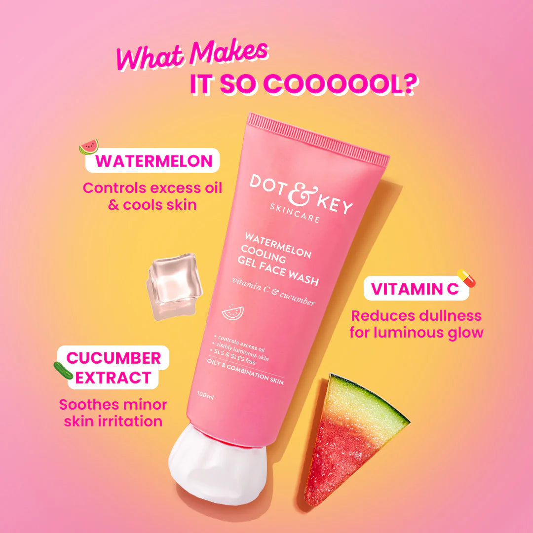 Watermelon + Vitamin C Gel Face Wash for Glowing Skin (100ml)