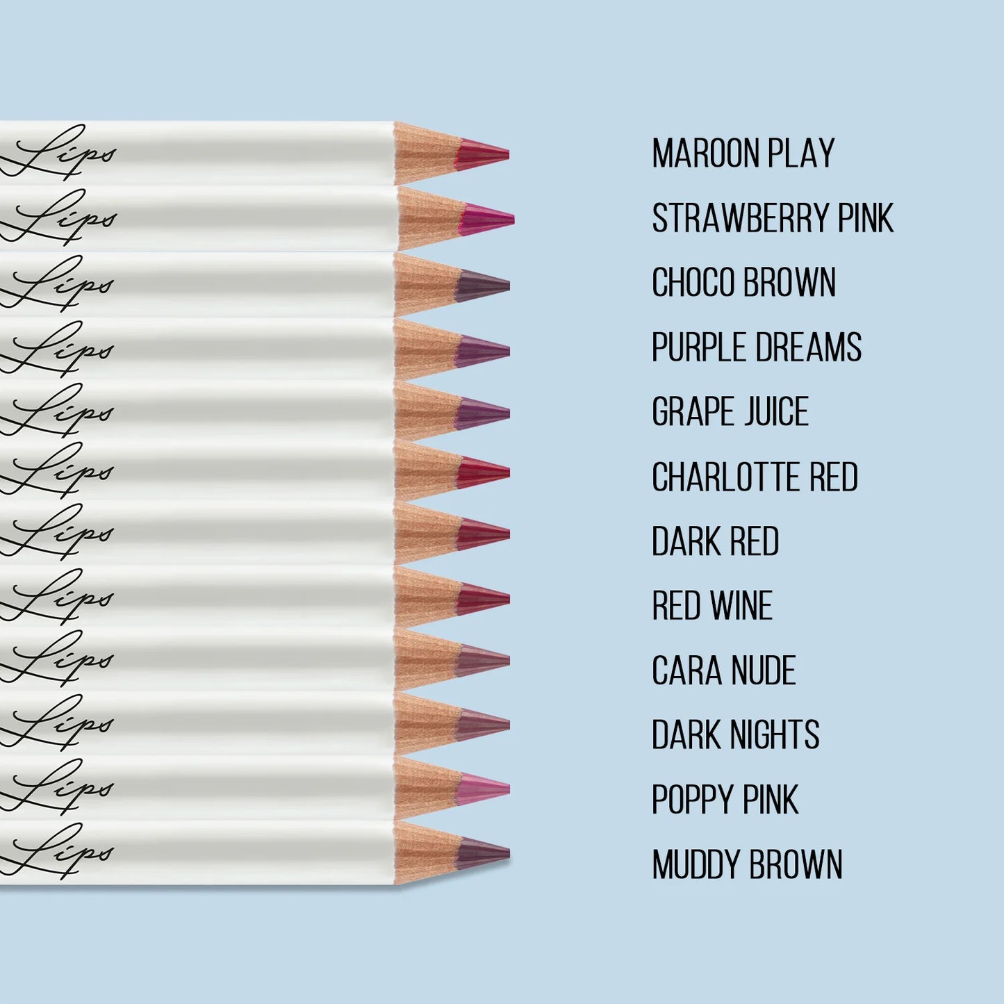 Loaded Lips Matte Lip Liner 12 Pieces Box