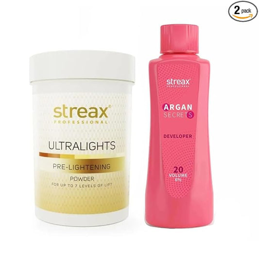 Streax Professional Streax Ultralight, Highlights - Blonder 350G+ Developer 250 Ml Volume20 (2 Items In The Set) - Blonde
