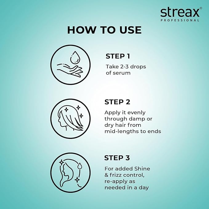 Str_eax Professional Vitariche Gloss Hair Serum with Macadamia Oil and Vitamin E, High-Gloss Silky-Smooth Finish, 45ml