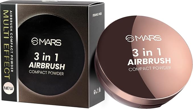 MARS 3In1 Oil Control Air Brush Matte Compact Powder for Oily Skin Type Compact