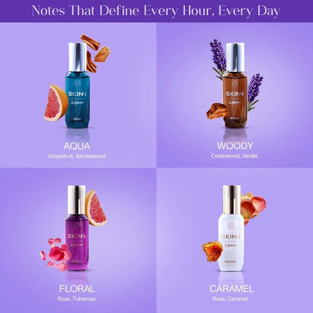 Skinn 24Seven Gift Pack EDP - 20 ml x 4, Perfume for men & women