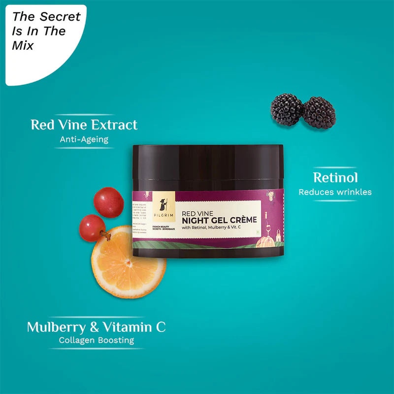 Red Vine Night Gel Crème with Retinol, Mulberry & Vit. C - 50g