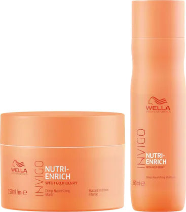 Wella Professionals INVIGO Nutri Enrich Deep Nourishing Shampoo 250ml and Mask 150ml duo for Dry And Damaged Hair (2 Items in the set) Acti Biotic