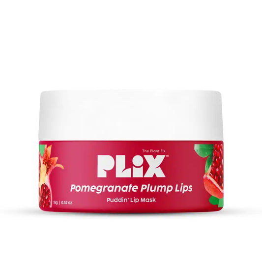 PLIX Pomegranate Plump Lips Puddin' Mask for Dry Lips | with Chiuri Butter+ Vitamin C | Lightens Dark Lips| Lip Mask for Soft, Smooth, Plump Lips | 15 gm, Red